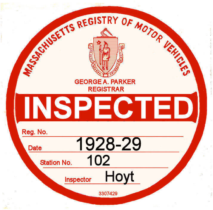 (image for) 1928-29 Massachusetts INSPECTION Sticker